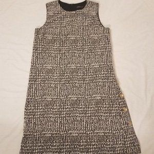 J. McLaughlin Women's Sz. M Black and Cream Textured Sleeveless Dress